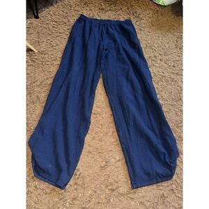 Oh My Gauze 1 Cotton Blue Tapered Leg Harlem Full Length Elastic Pants S